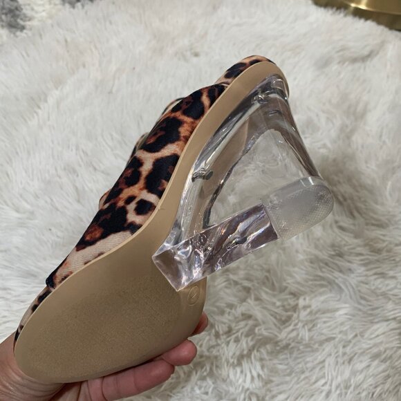 NEW Clear Wedge Platform Heel Leopard Print Open Toe SIZE 5.5 - Picture 6 of 8